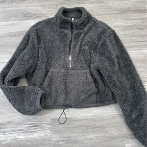 Cozy Gray Sherpa Fleece Jacket